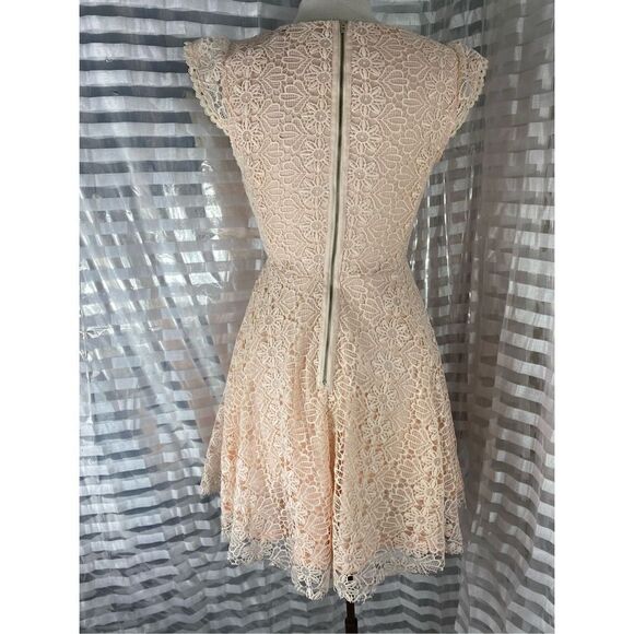 Ellison Blush Pink Crochet Overlay Mini Dress - Picture 3 of 6